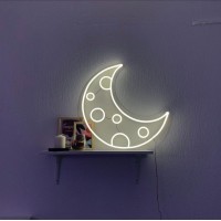 Ay Figürlü Dekoratif Neon Led Tablo, Neon Duvar Tabela